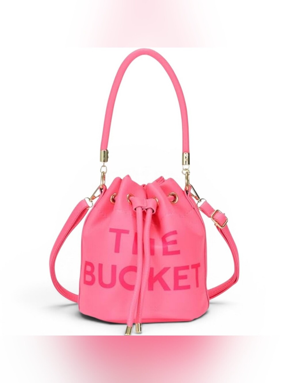 Adorable Pink Drawstring Bucket Satchel Crossbody Bag NWT - Picture 1 of 12